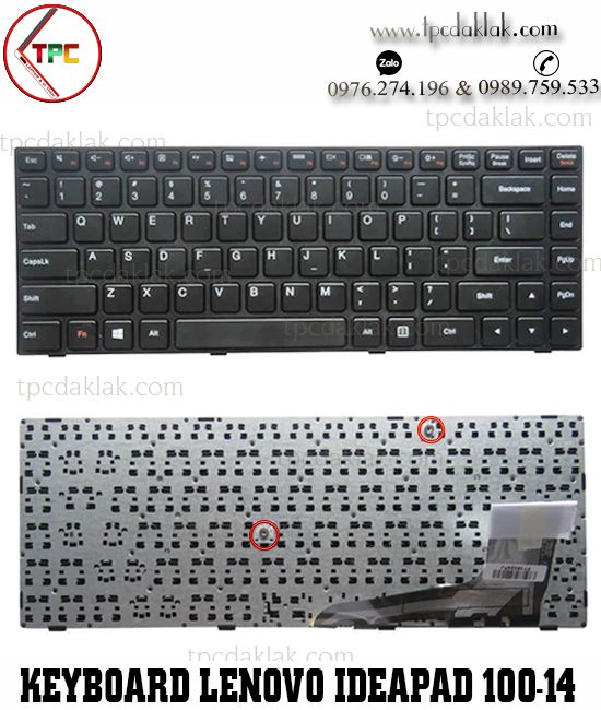 Bàn phím Laptop Lenovo Ideapad 100-14, 100-14IBY, 100-14IBD | 9Z.NCMSN.001 ( Cable Một Bên )