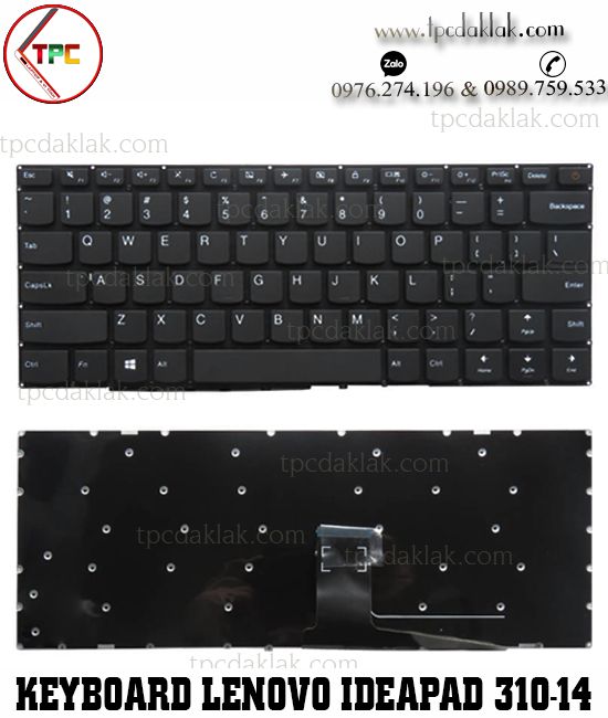 Bàn phím Laptop Lenovo Ideapad 310-14, 110-14, 110-14ibr, 110-14isk, V110S ( Black - Có Nút Nguồn )