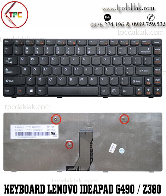 Bàn phím Laptop Lenovo Ideapad G480, G485, Z380, Z480, Z485, G410, G400, G490, 9Z.N5TSQ.T01