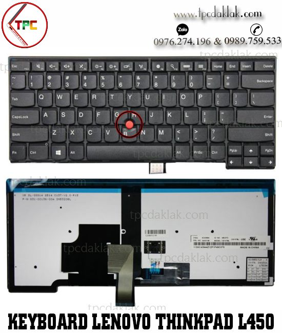 Bàn phím Laptop Lenovo ThinkPad E431, T431S, T440, T440S, E450, T450, L450 ( Zin - LED - Chuột )