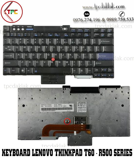 Bàn phím Laptop Lenovo Thinkpad T60, T61, R500, T500, R400, W500, Z60TM | 07RA30, MW89-US