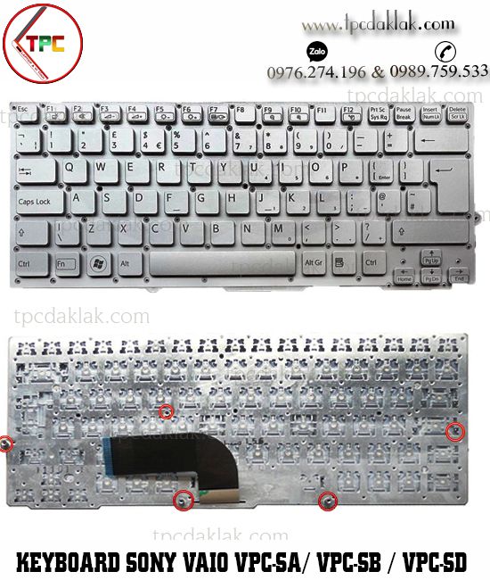 Bàn phím Laptop Sony Vaio VPC-SA / VPC-SB / VPC-SD | VPC-SA4AJ , VPC-SD48EC, NSK-SD0BF ( Màu Trắng )