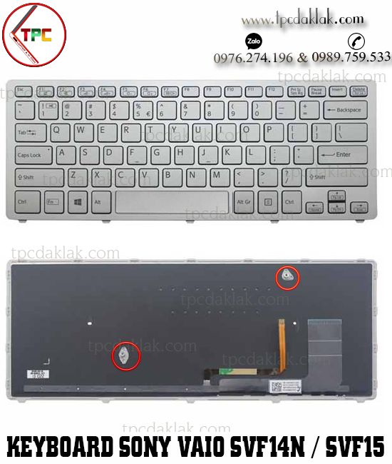 Bàn phím Laptop Sony Vaio SVF-14N - SVF-15 Series | SVF14N18SCB, SVF15N1S2ES ( Màu Bạc)