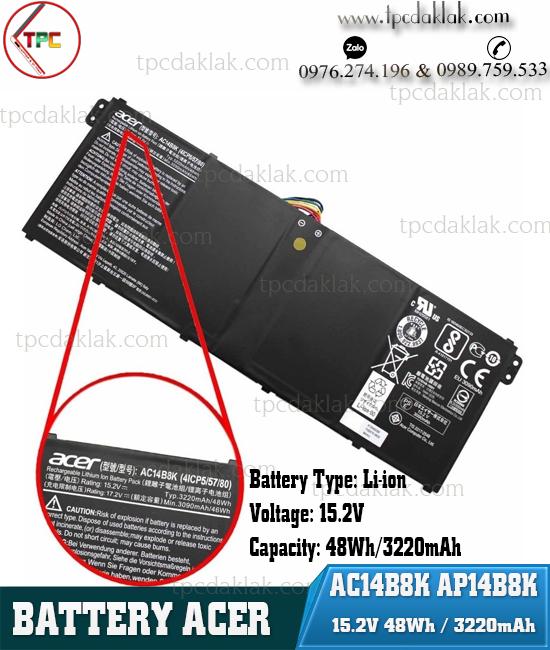 Pin Laptop Acer AC14B8K AP14B8K / Acer Aspire ES1-311 ES1-411 ES1-421 ES1-431 ES1-520 (15.2V 48Wh)