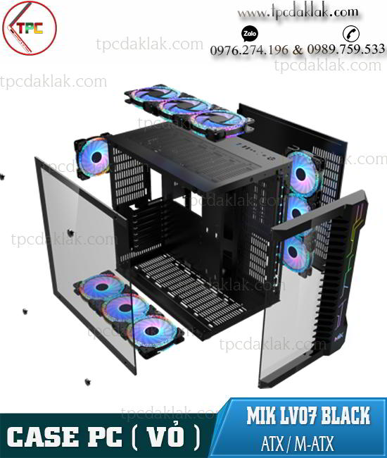 Case ( Vỏ máy tính ) Mik LV07 Black Hai Mặt Kính ( Gaming / Design / Office ) ATX / M-ATX | Gaming Case