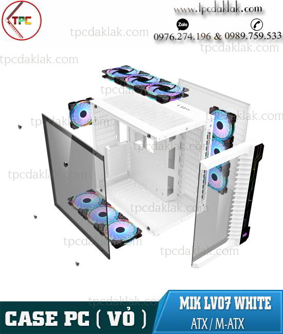 Case ( Vỏ máy tính ) Mik LV07 White Hai Mặt Kính ( Gaming / Design / Office ) ATX / M-ATX | Gaming Case