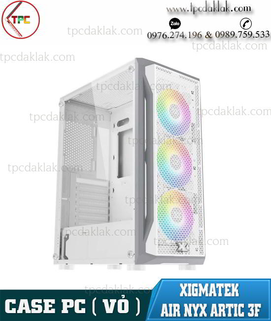 Case ( Vỏ máy tính ) Xigmatek NYX Air ARTIC 3F White - Mặt Lưới ( Gaming / Design / Office ) M-ATX , 3 FAN RGB