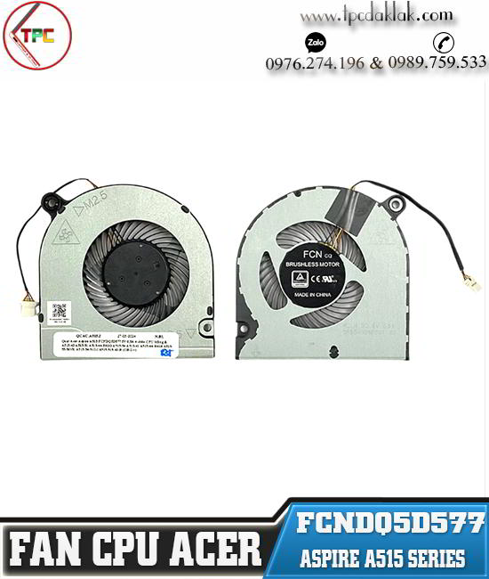 Quạt tản nhiệt [ Fan CPU ] Laptop Acer Aspire 5 FCNDQ5D577 5V 0,5A A515-51, A515-43, A515-44, A515-54, A515-41, A515-55,( DFS541105FCOT ORG +)
