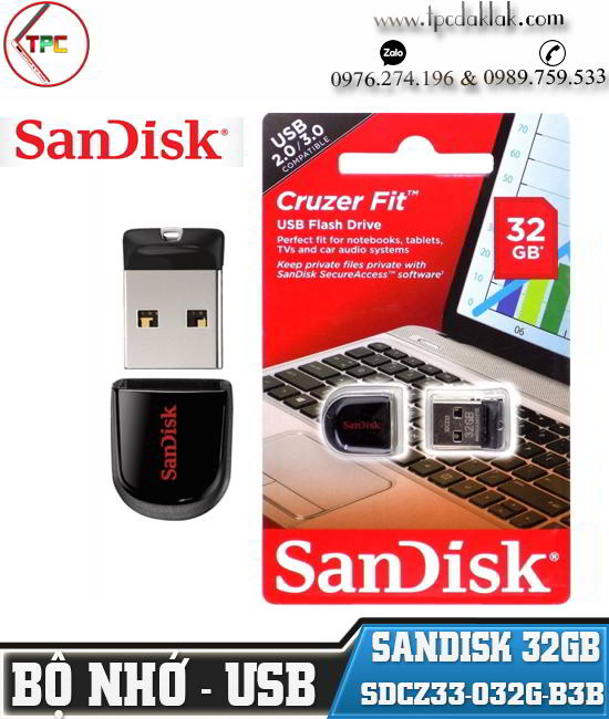 USB Sandisk Cruzer Fit  32GB SDCZ33-032G-B3B | USB 2.0 / 3.0 SanDisk
