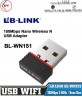 USB Thu sóng Wifi BL-WN151 ( Brand New Chip ) | LB-Link BL-WN151 Wireless USB Adapter Nano Size 150Mbps 2.4GHz