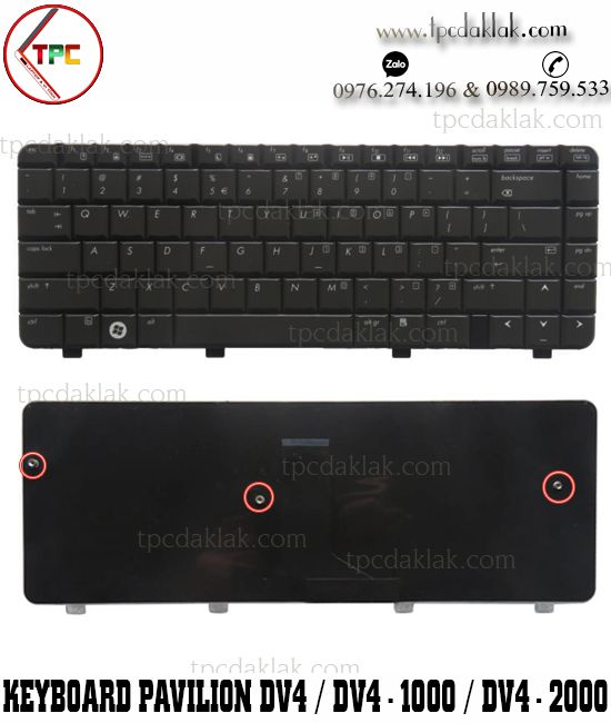 Bàn phím Laptop HP Pavilion DV4, DV4-1000, DV4-2000, DV4T, DV4Z | QT6D, NSK-HFB01 ( Màu Đen )