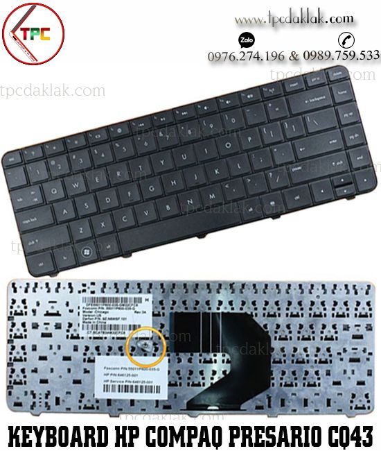 Bàn phím Laptop HP Compaq Presario CQ43, CQ43-100, CQ43-208TU, CQ43-418TU, 643263-041