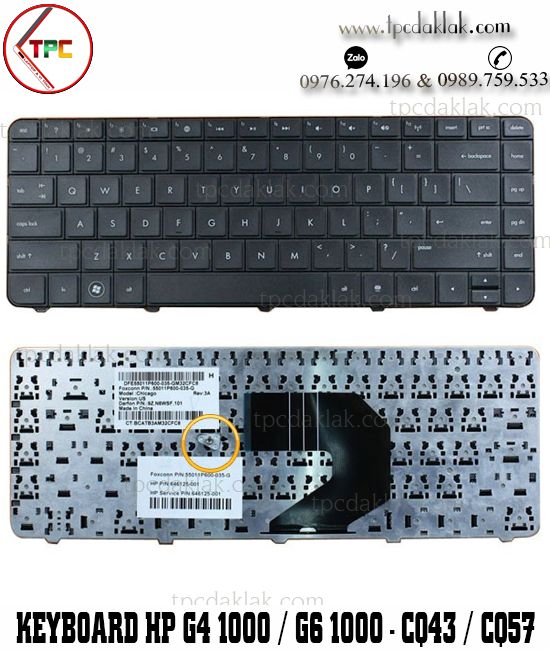 Bàn phím Laptop HP Pavilion G4, G4-1000, G6, G6-1000, Compaq Presario CQ43, CQ57 | SG-46740-XUA