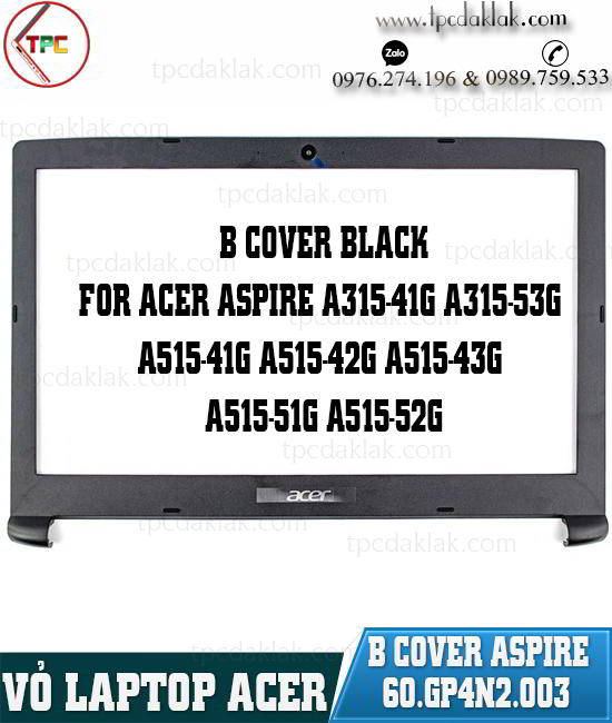 Vỏ mặt B Laptop Acer Aspire A315:  A315-31, A315-33, A315-41, A315-41G, A315-51, A315-53, A315-53G