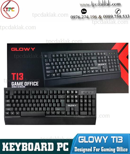 Bàn phím máy tính Glowy T13 có dây USB - Black - Full Size | Keyboard Desktop Glowy T13