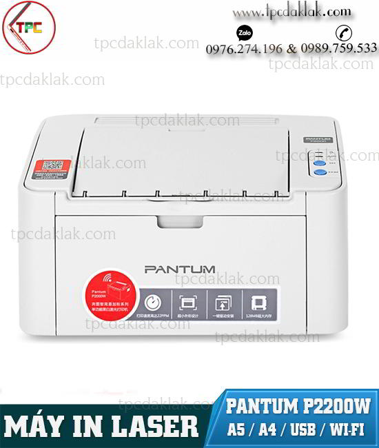 Máy In Wifi trắng đen Pantum P2200W  | Printer Laser Pantum P2200W - In Một mặt A4, A5, B5 ( USB 2.0, WIFI )