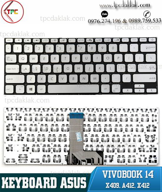 Bàn phím Laptop Asus Vivobook 14 X409 X409UA X409FJ, A412 , X412  X412UA  X412UB X412UF Series
