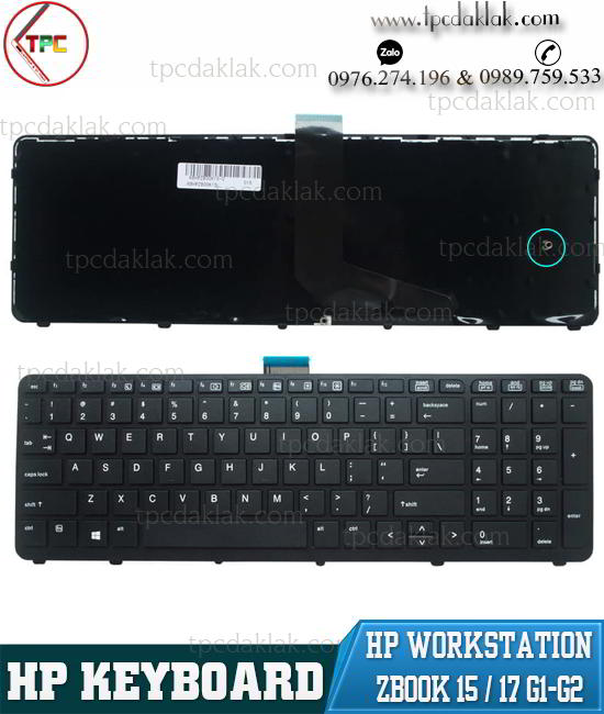 Bàn phím Laptop HP Workstation Zbook 15 G1 / 15 G2 / Zbook 17 G1 / 17G2 PK130TK2B00, SK7123BL