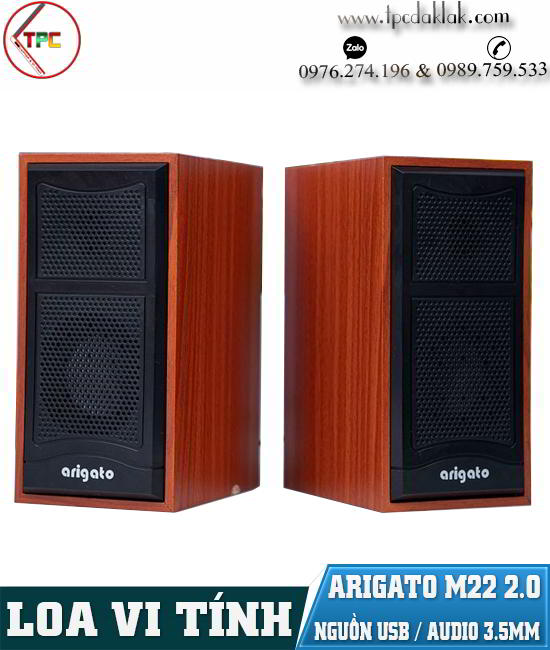 Loa vi tính Arigato M22 Vỏ Gỗ 2.0 ( Nguồn USB / Jack Audio 3.5mm