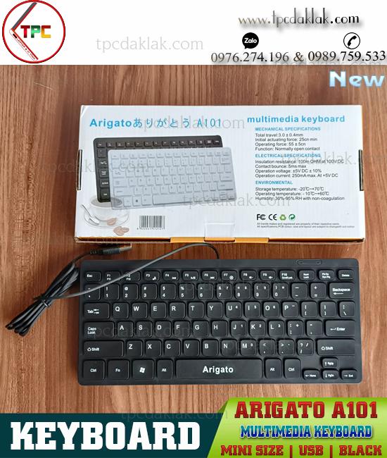 Bàn phím Vi Tính Arigato A101 ( USB / Black / Mini) | Bàn phím ( Keyboard ) mini Arigato A101