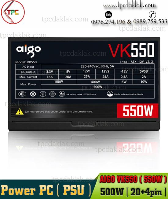 Nguồn máy tính ( PSU ) Aigo VK550 Công Suất Thực 500W | Nguồn Máy Vi Tính CST Aigo VK550 Chính Hãng