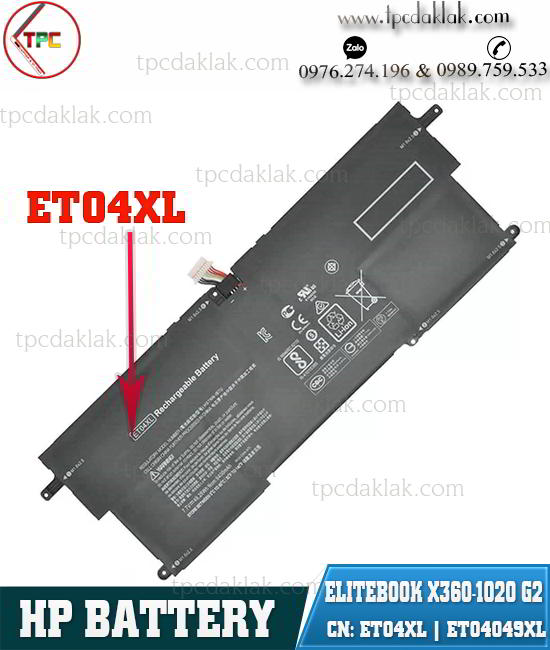 Pin ( Battery ) Laptop HP Elitebook Folio X360-1020 G2 Series | ET04XL ET04049XL 7.7V - 48.51 Wh