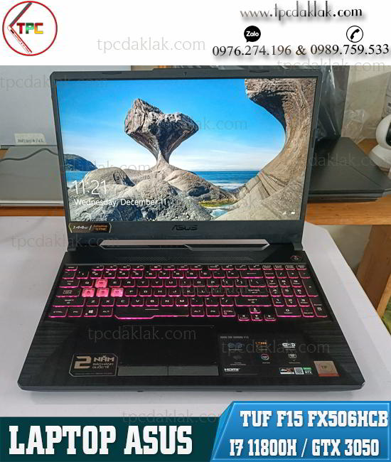 Laptop Asus TUF Gaming F15 FX506HCB/ Core I7 11800H/ Ram 16GB PC4/ SSD NVME 512GB/ VGA GTX 3050 4GB/ Màn hình 15.6" FHD 144Hz