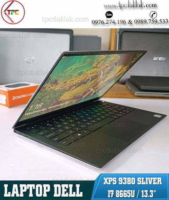 Laptop Dell XPS 13 7380/ Intel Core I7 8665U/ Ram 16GB/ SSD 256GB/ Intel® UHD Graphics 8th/ LCD 13.3" Full HD