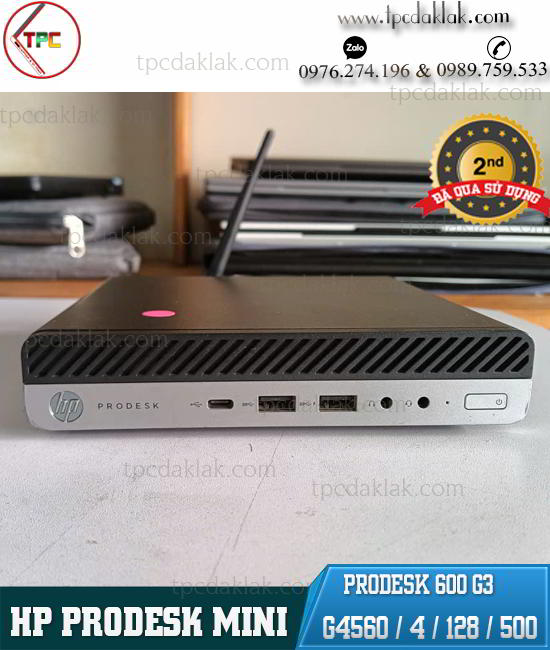 Tiny PC - HP Prodesk 600 G3 Mini / Intel Pentium G4560 / Ram 4GB / SSD 128GB / HDD 500GB ( DP*2 / VGA  )