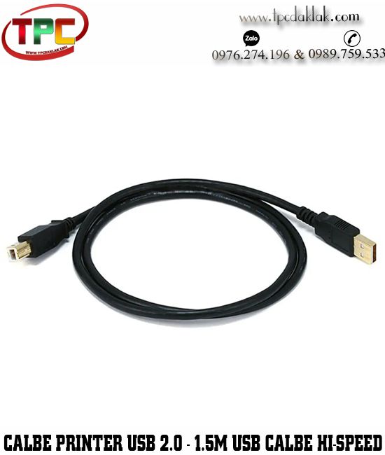 Dây cáp kết nối máy in USB 2.0 1.5m - USB Hi-Speed | Cable Connect Printer USB 2.0 - High Quailty 