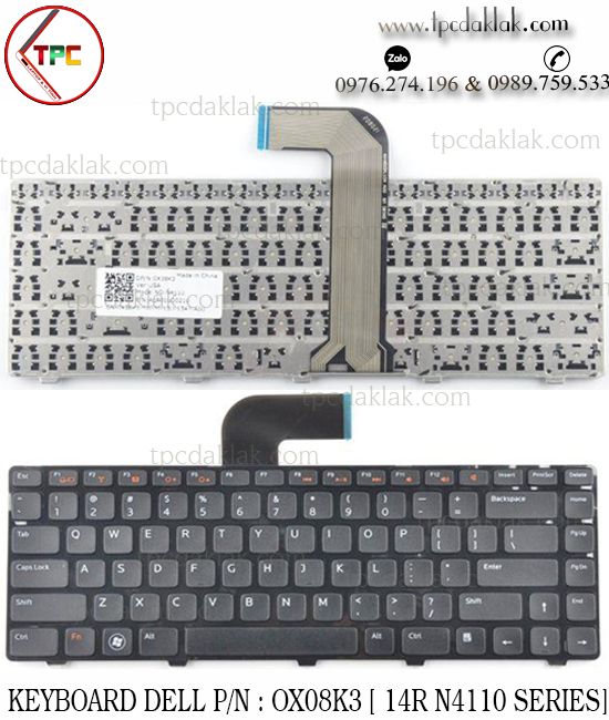 Bàn phím Laptop Dell Inspiron 14R N4110 M4040 N5050 M5040 X501LX502L P17S N4120 M4120 L502X