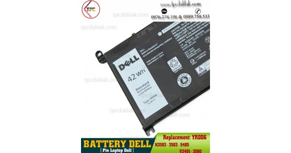 Pin Laptop Dell Vostro 3491 5481 5490 5581 5590 ( Type YRDD6 VM732 1VX1H  01VX1H 0VM732 )  42Wh | Thay pin - battery Laptop Dell tại Buôn Ma  Thuột, Dak Lak